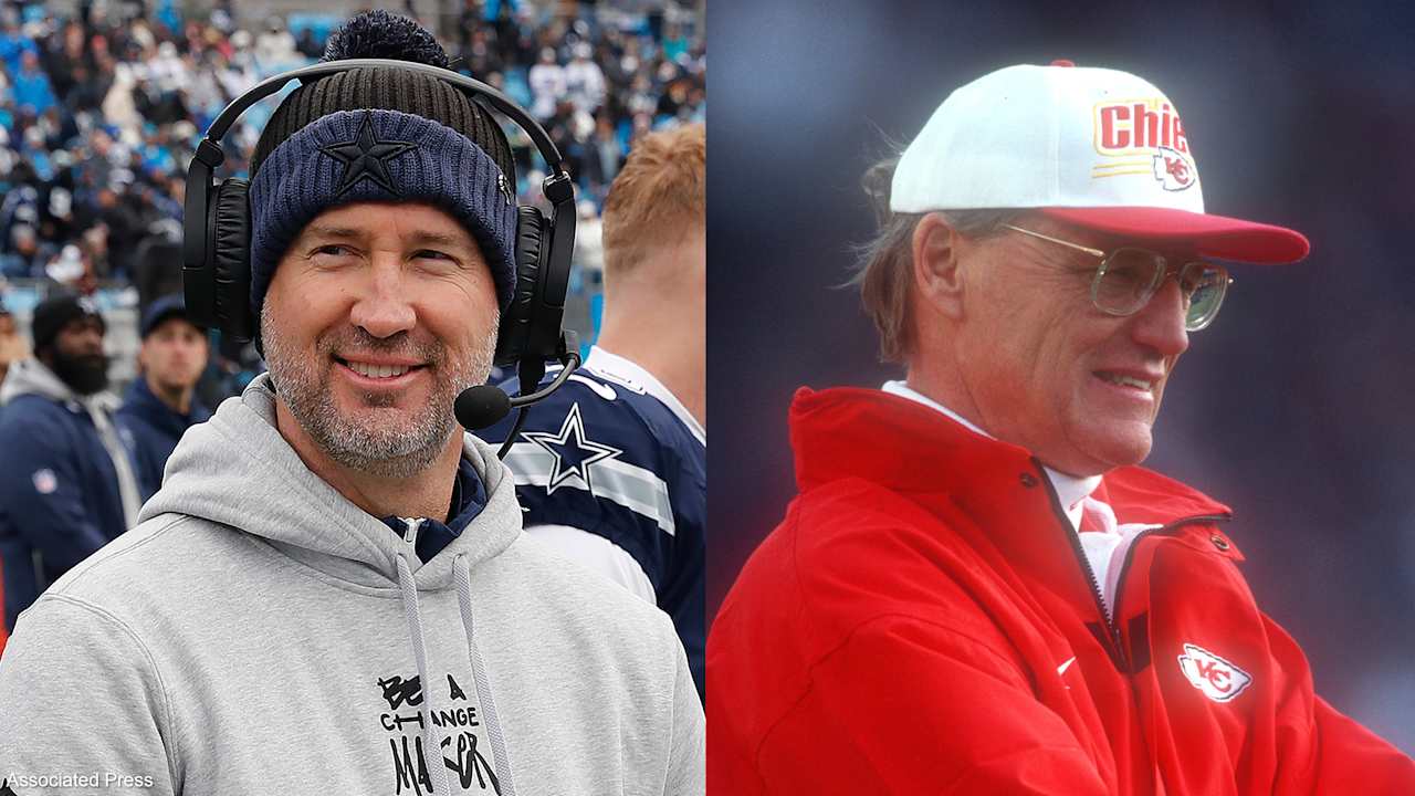 Cowboys first year HC Brian Schottenheimer with his father, Marty: "I know he's proud; I miss him like crazy"