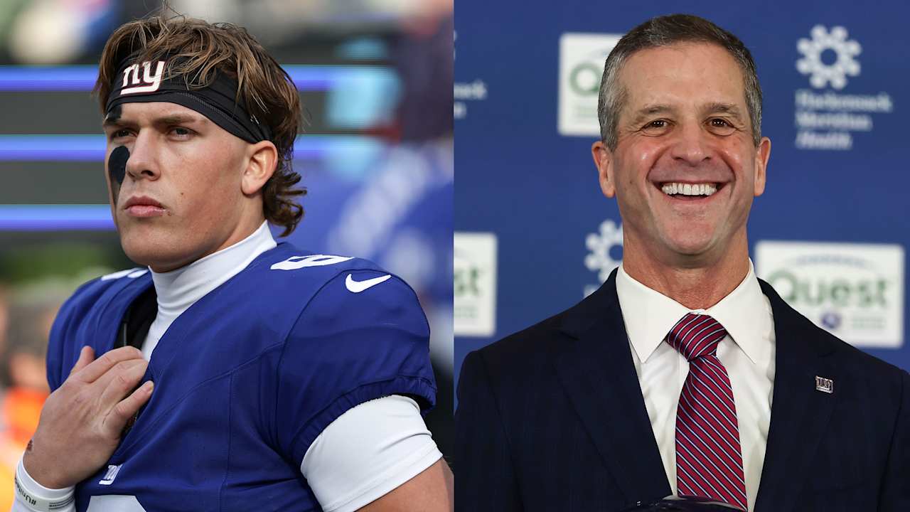 Giants QB Jaxson Dart is excited to "go chase" the Super Bowl under John Harbaugh
