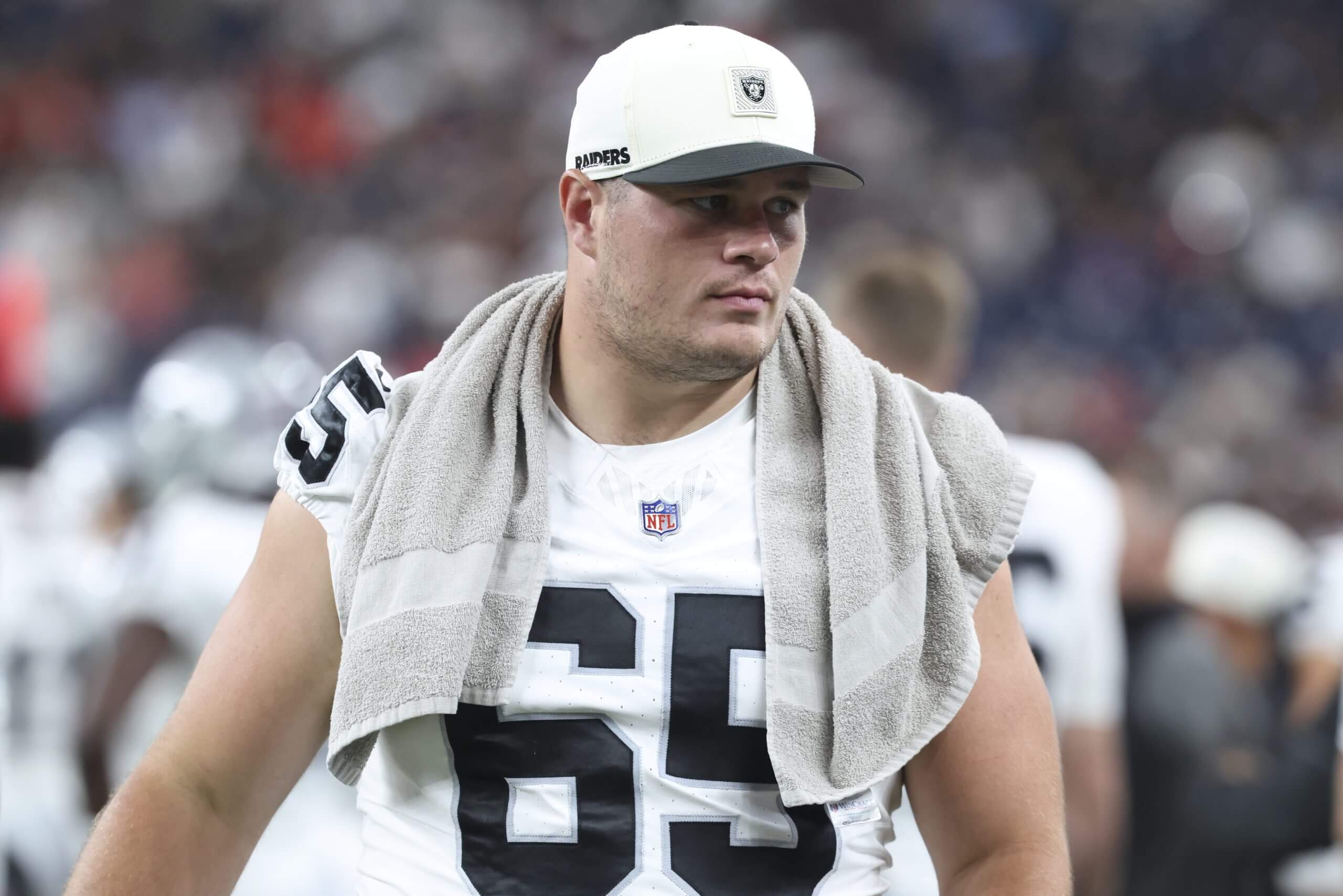 Las Vegas Raiders center Tyler Linderbaum (65) during the game against the Houston Texans