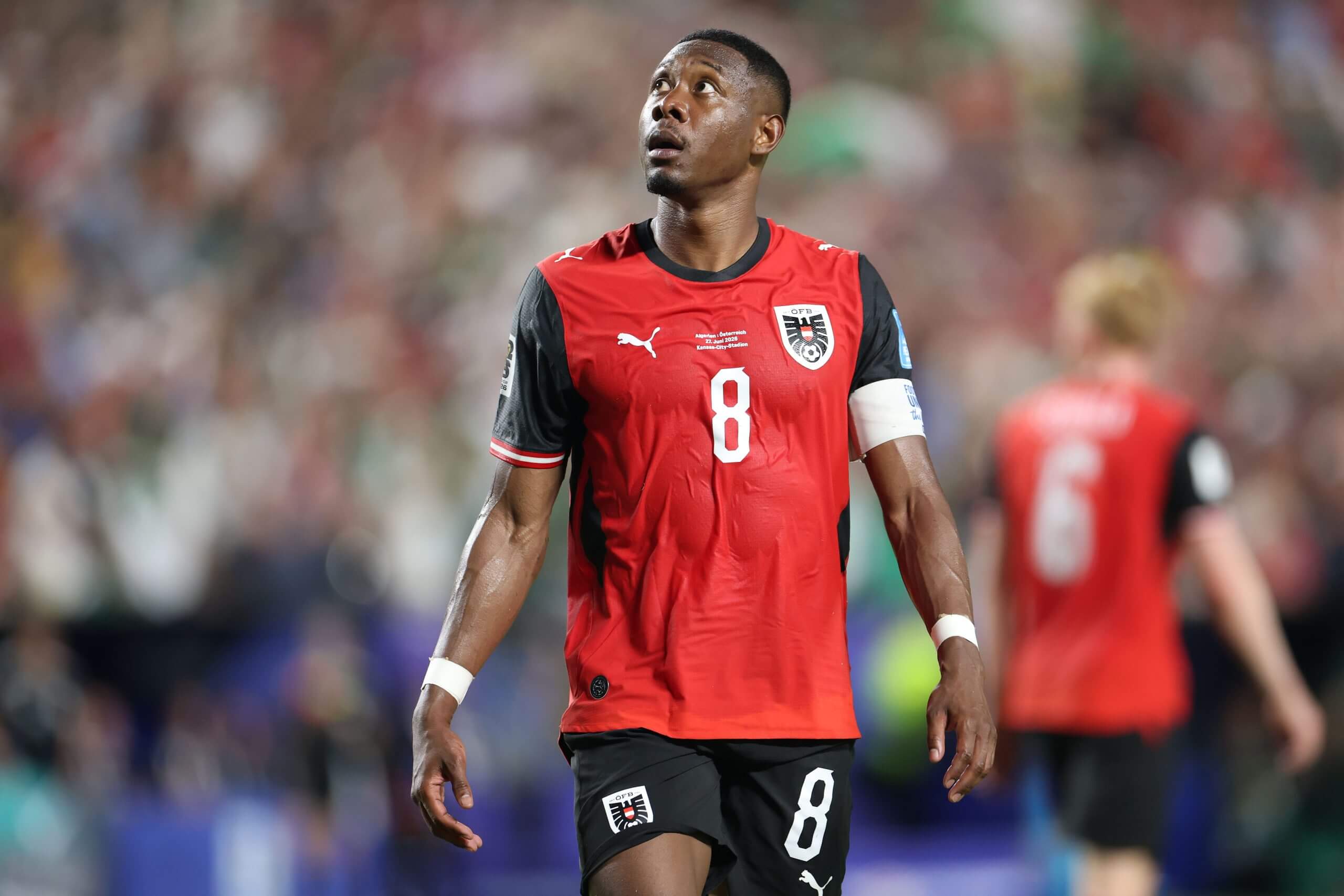 David Alaba playing for Austria against Algeria at the World Cup