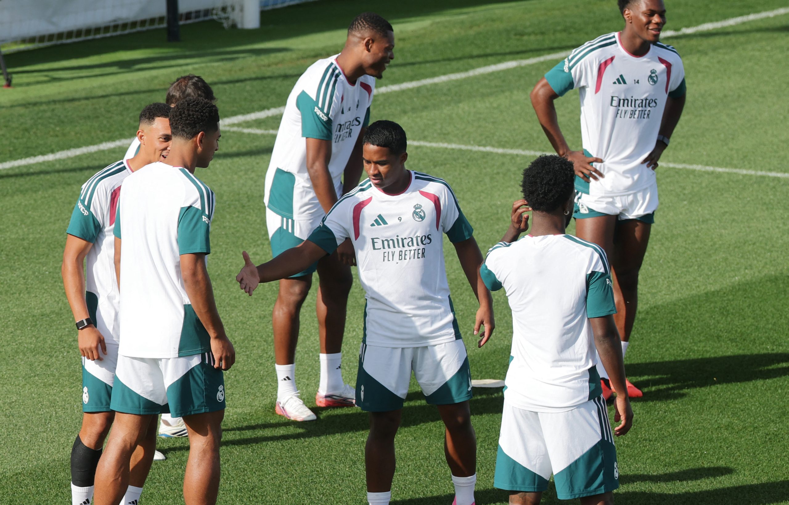 Endrick pictured in Real Madrid training on Monday