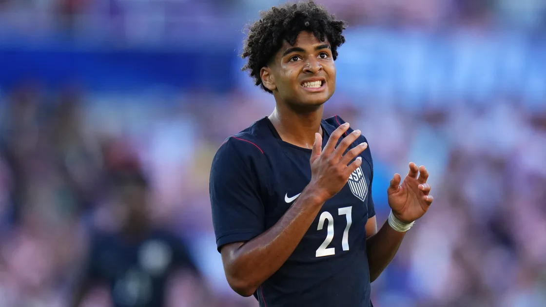 Mathis Albert of Borussia Dortmund celebrating his impactful US debut against Peru