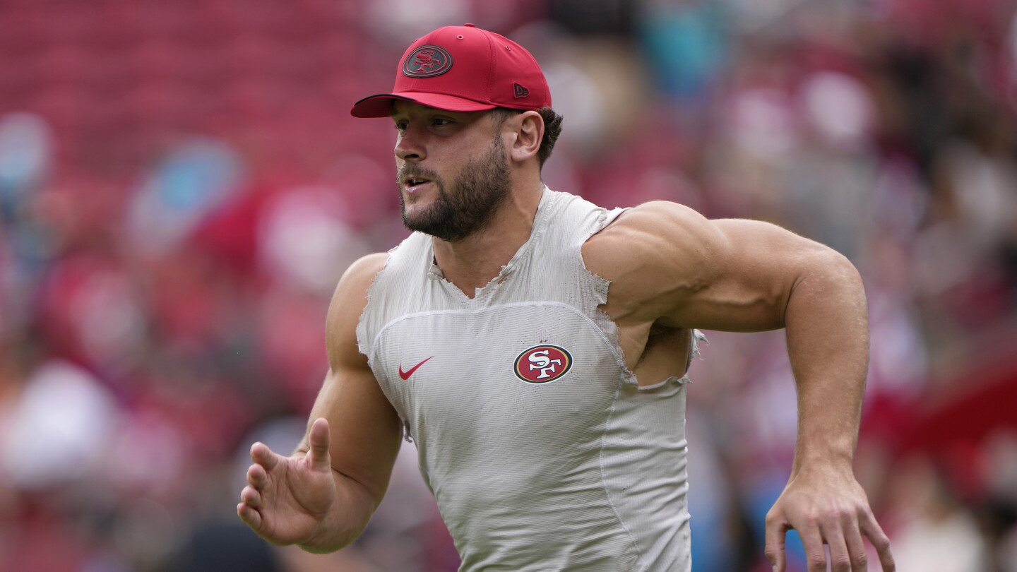 Kyle Shanahan discussing Nick Bosa’s calf injury, saying he’ll return.