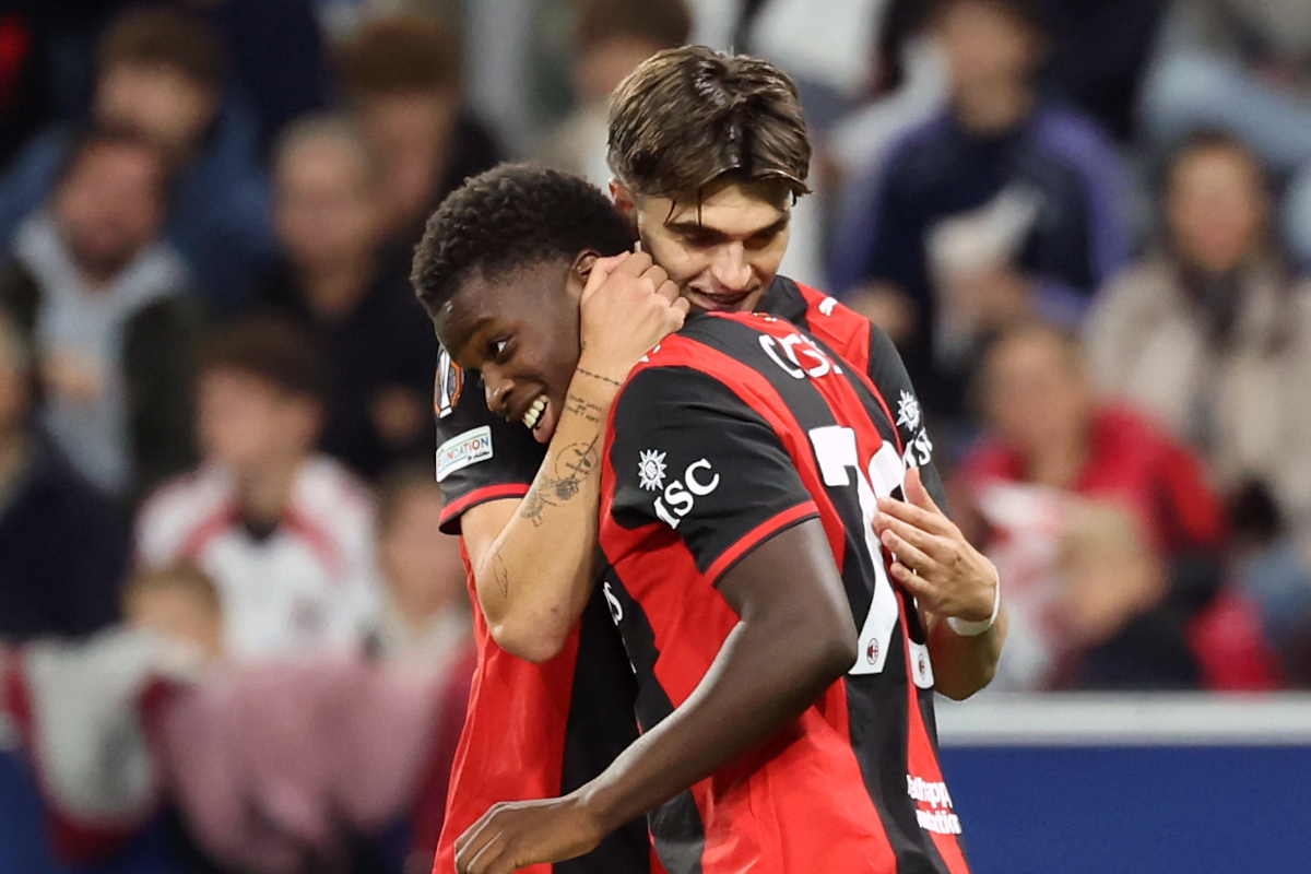 SALZBURG, AUSTRIA – OCTOBER 15: Bartosz Mazurek of FC Red Bull Salzburg is challenged by Ardon Jashari of AC Milan during the UEFA Europa League 2026/27 League Phase MD2 match between FC Salzburg and AC Milan at Stadion Salzburg on October 15, 2026 in Salzburg, Austria. (Photo by Jasmin Walter/Getty Images)