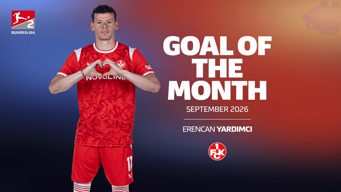 Fans voted Erencan Yardımcı’s sleek Kaiserslautern finish the top September 2026 goal.