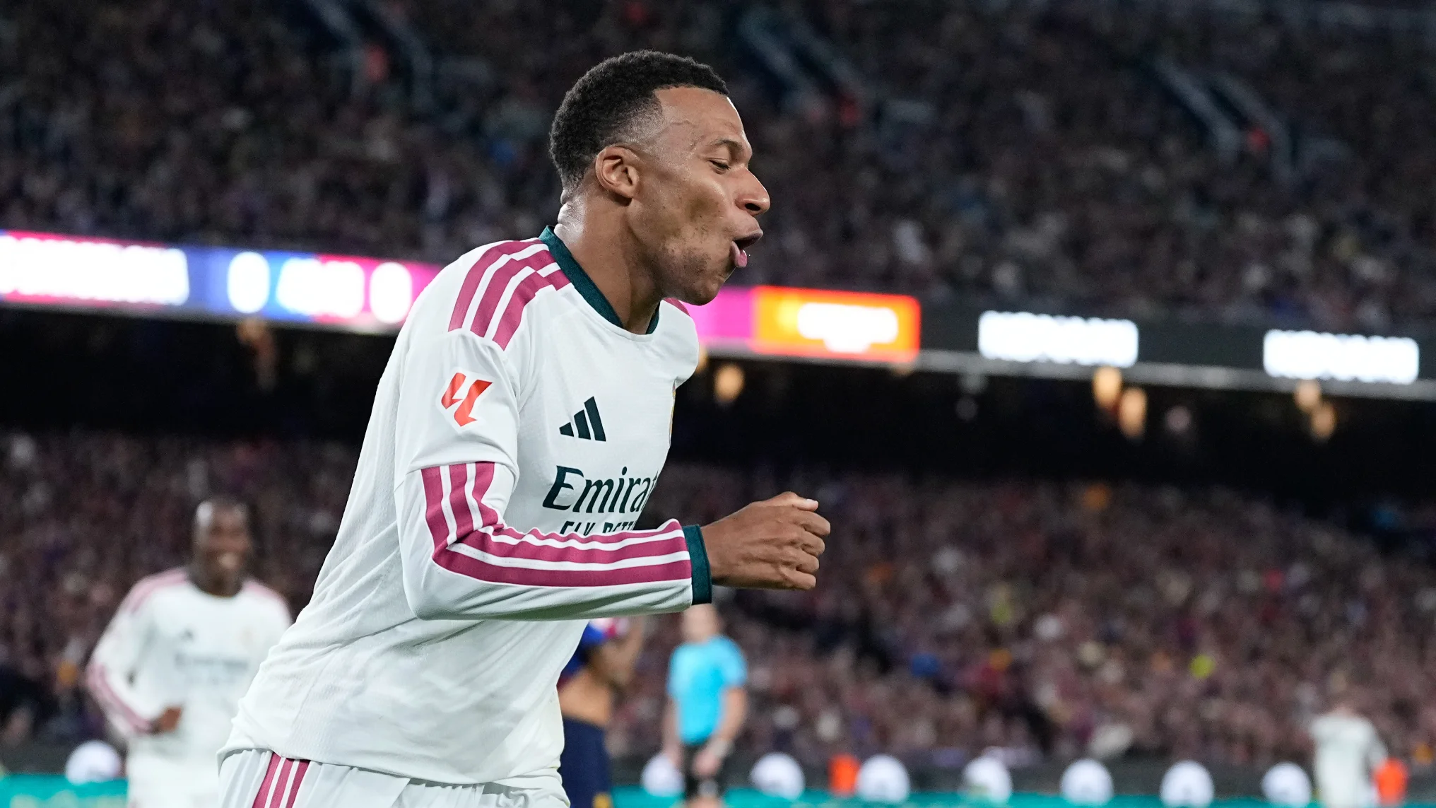 Mbappé celebrates reaching 100 goals for Real Madrid, calling it just a detail.