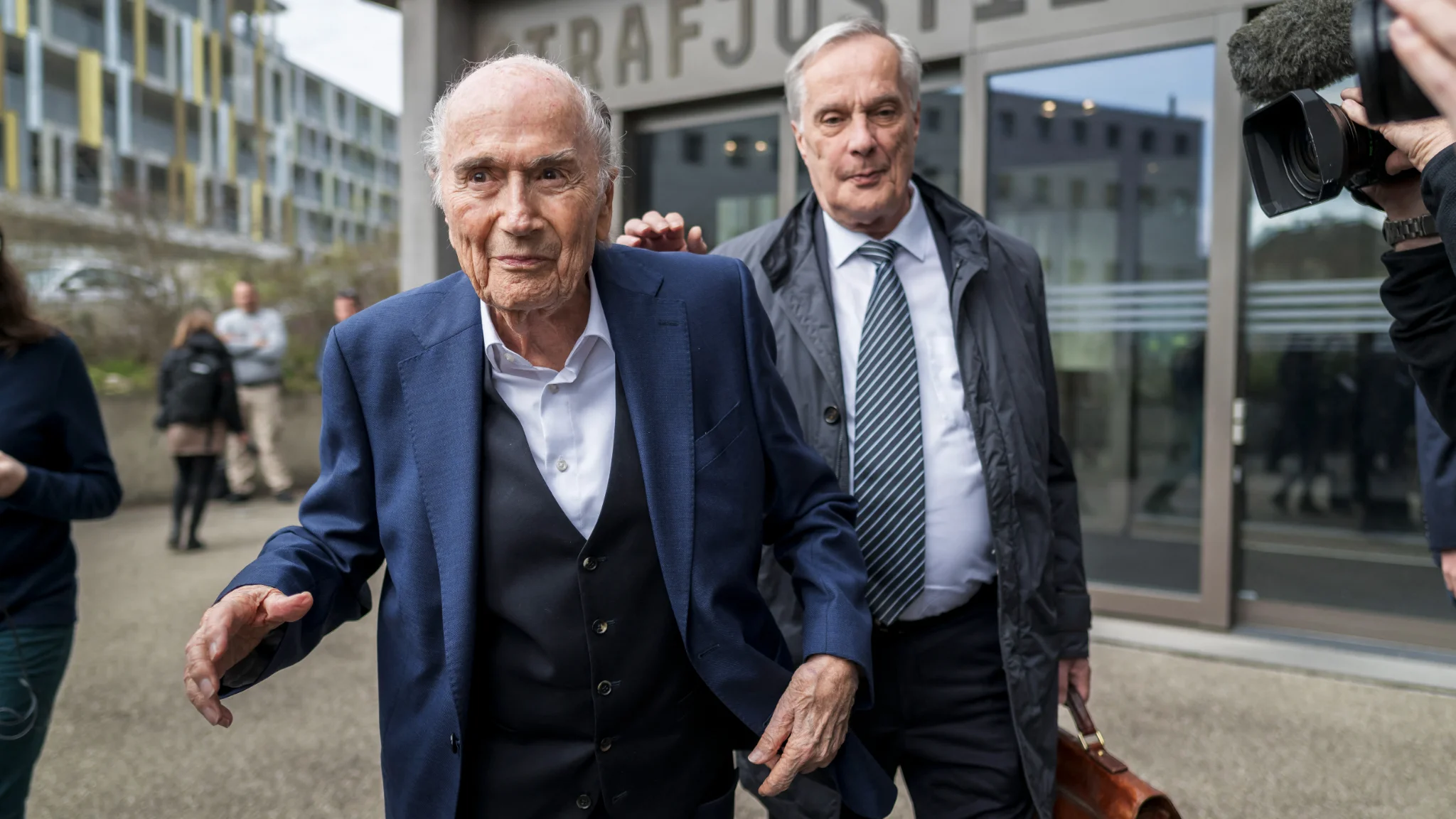Former FIFA president Sepp Blatter ridicules Gianni Infantino following his Zurich speech.