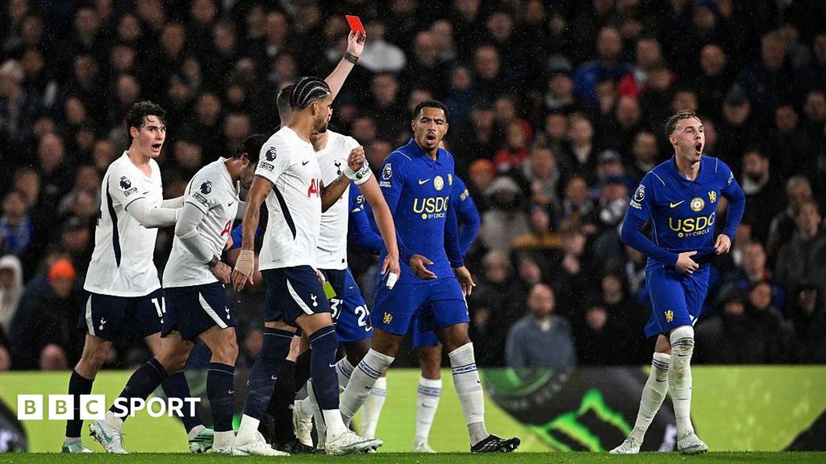 Cole Palmer of Chelsea after receiving a red card in the Tottenham match.