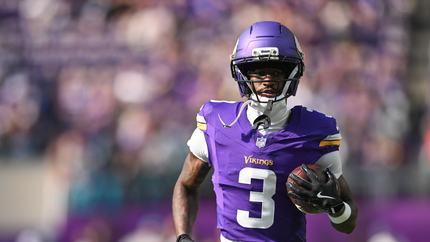 Jordan Addison taking part in a limited Thursday practice session