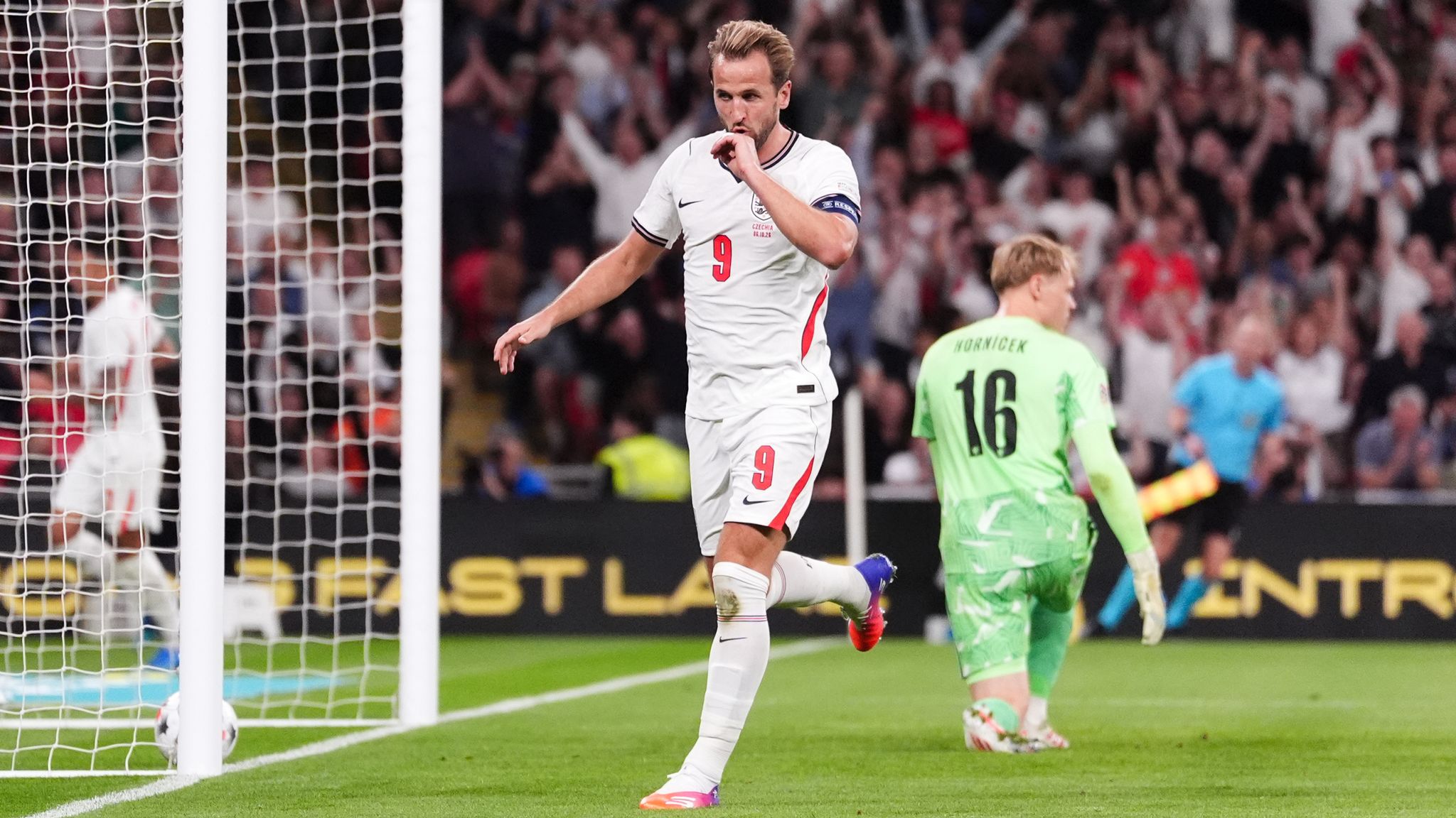 Harry Kane doubles England’s lead before halftime.
