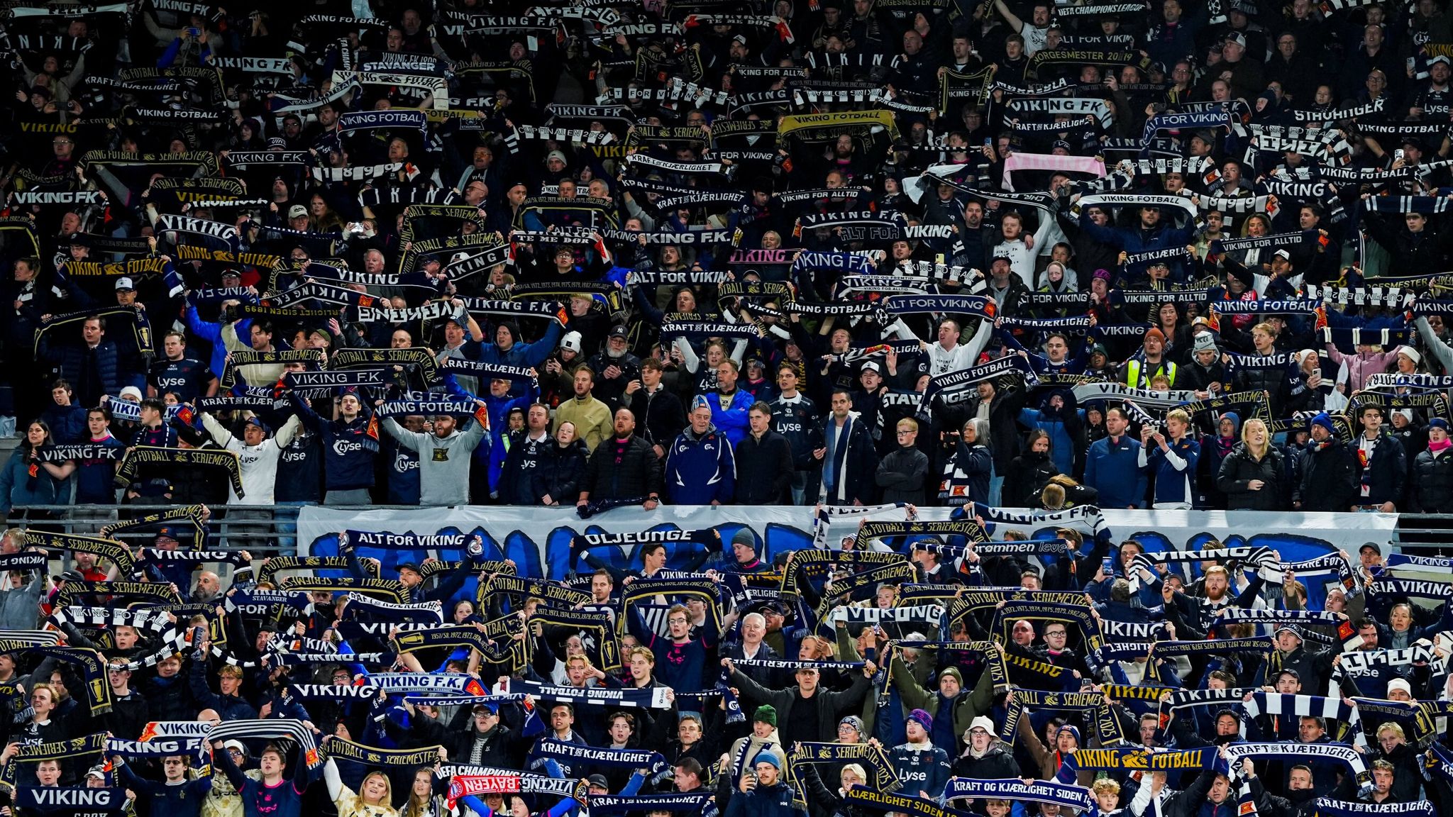Viking supporters cheer for their team during game against Bayern Munich