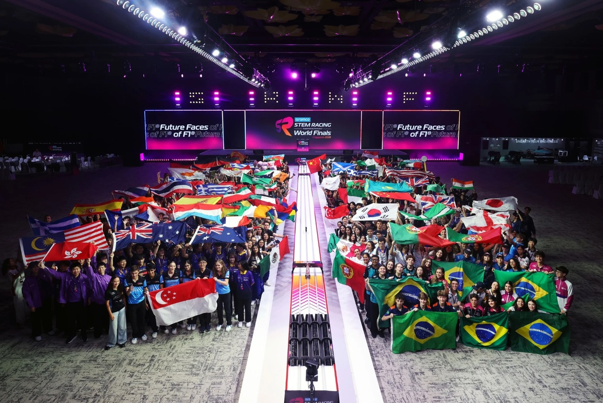 Saudi high school team Lynx Racing at Singapore F1 paddock winning STEM Racing title